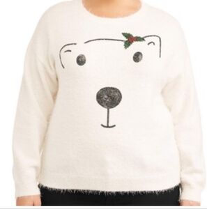 Holiday Time Sequinned Polar Bear Design Sweater
